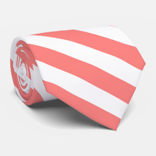 Cravate Corail rose et blanc rayé