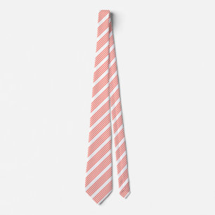 Cravate Corail vivant et blanc cinq bandes motif