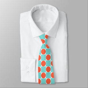 Cravate Coral et damier à cercle Aqua