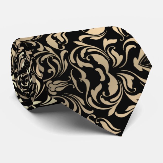 Cravate Corbata negra con beige (Roulé)