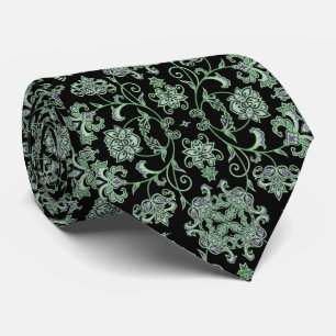 Cravate Corbata negra con decoración verde