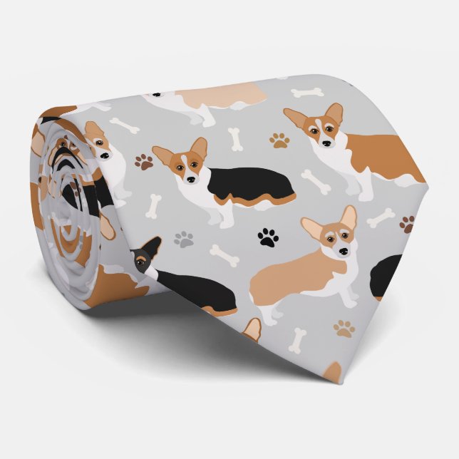 Cravate Corgi Chig Paws et Bones (Roulé)