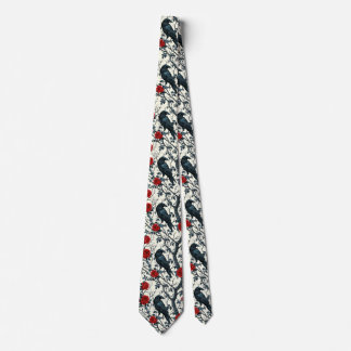 Cravate Corneille et roses rouges