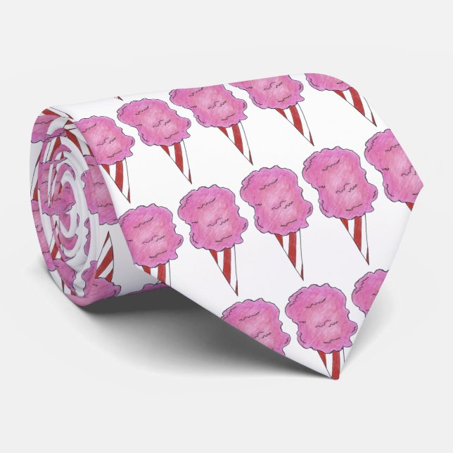 Cravate Coton rose bonbon Floss Spun Sugar Carnival Cravat (Roulé)