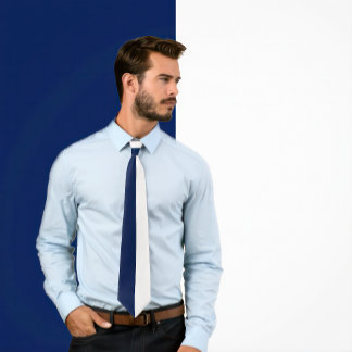 Cravate Couleur fractionnée Marine bleu et blanc