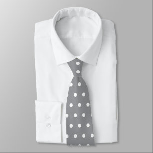 Cravate Couleur grise avec pois classiques