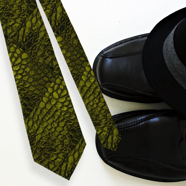 Cravate Couleur or Alligator Faux Cuir ・ double face (Créateur téléchargé)