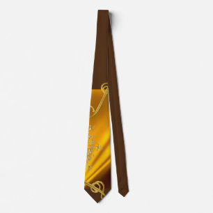 Cravate couleur or et marron