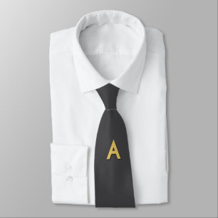 Cravate Couleur Or Gris Monogramme Professionnel