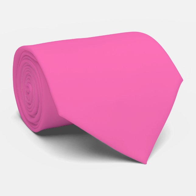 Cravate Couleur Rose Chaud Uni Simple (Roulé)