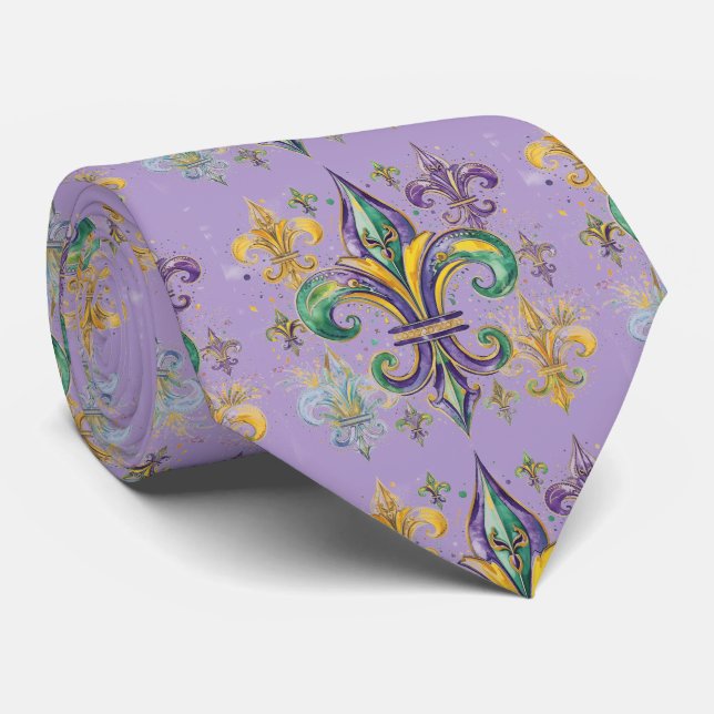 Cravate Couleurs élégantes de Mardi Gras (Roulé)