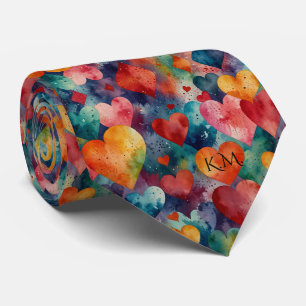 Cravate Couleurs flamboyantes audacieuses Coeurs dynamique