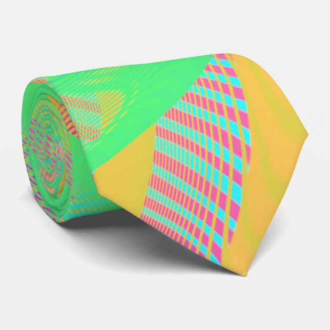 Cravate COULEURS FLUO - Art Fractal - (Roulé)