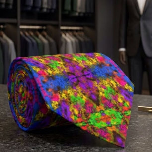 Cravate Couleurs Néon Acrylique Tache d'Éclaboussure de Pe