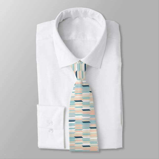 Cravate Couleurs pastel motif japonais géométrique (Attaché)
