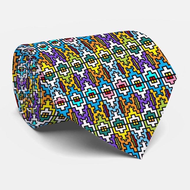 Cravate Couleurs vives motif africain (Roulé)