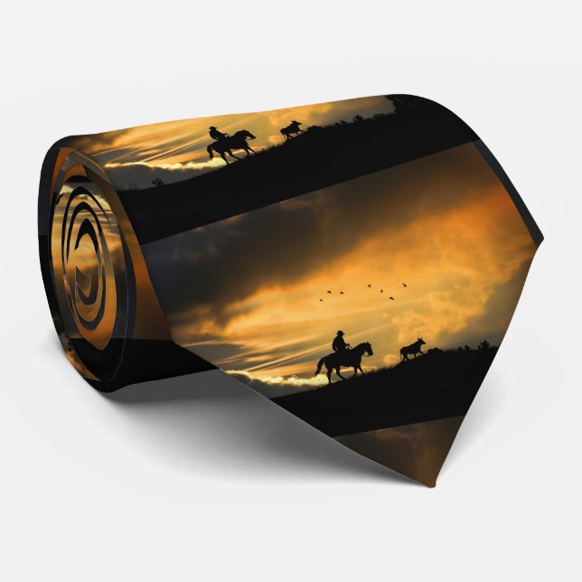 Cravate Country Western Cowboy et Steer (Roulé)