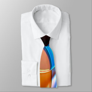 Cravate Courbes torsadées en bleu surligné et orange acryl
