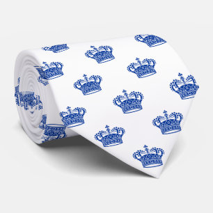 Cravate Couronne 01 - Bleu de la marine sur blanc
