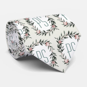 Cravate Couronne de fleurs personnalisée avec monogramme