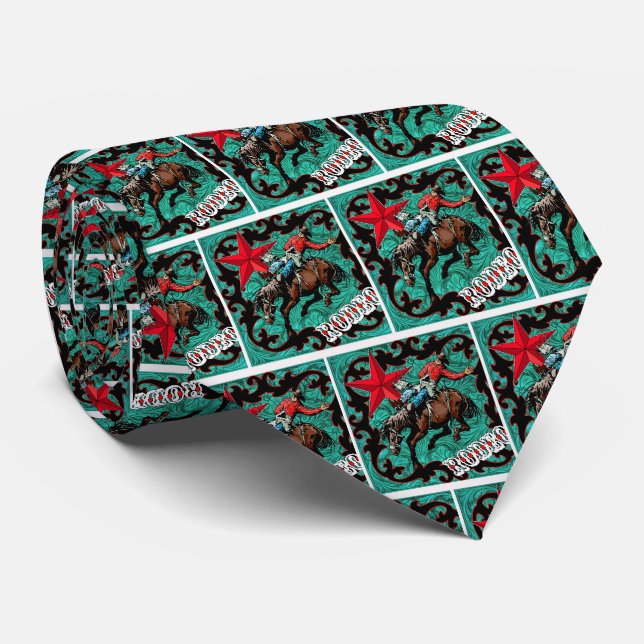 Cravate Cowboy Bronc de Western Rodeo Rider Necktie (Roulé)