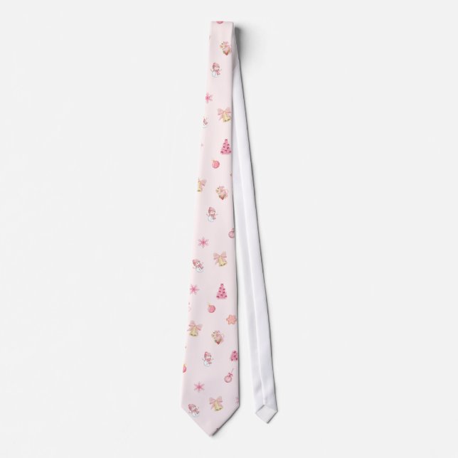 Cravate Cozy Pink Christmas Pattern (Devant)