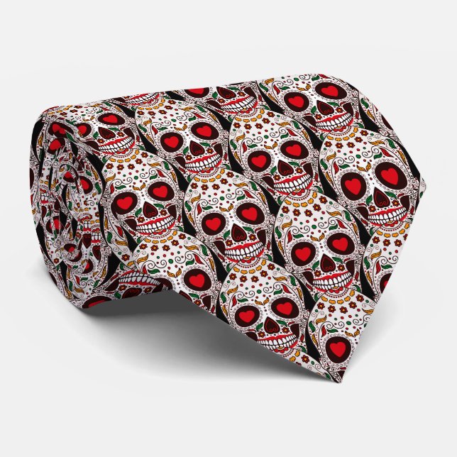 Cravate crâne de Calavera pour les audacieux et au (Roulé)