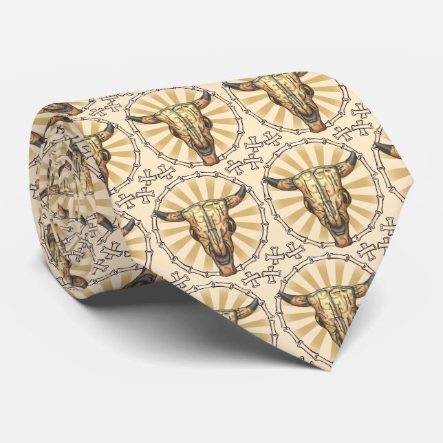 Cravate Crâne de vache tribale (Roulé)