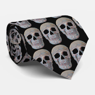 Cravate Crâne gris noir Cool gothique Motif