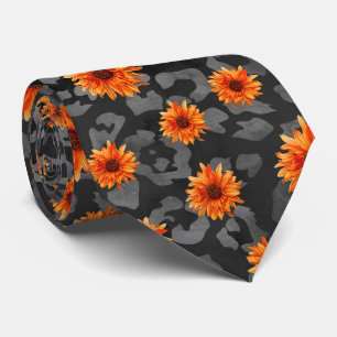 Cravate Crâne orange et série tournesol Design 4
