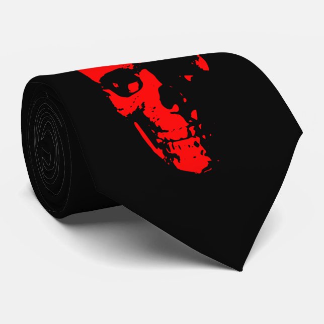 Cravate Crâne rouge et noir (Roulé)