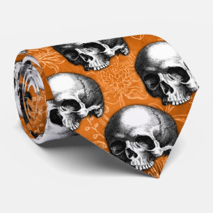 Cravate Crânes orange et série Tournesol Design 6 T