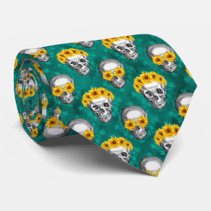 Cravate Crânes Turquoise et Série Tournesol Design 10