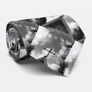 Cravate Cravate, église de mère patrie. Noir et blanc