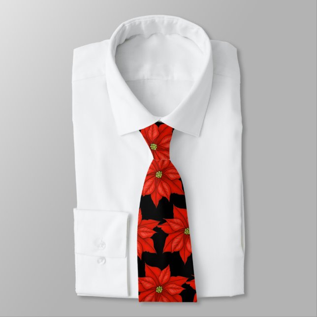 Cravate Cravate-Noël pour hommes Poinsettias (Attaché)