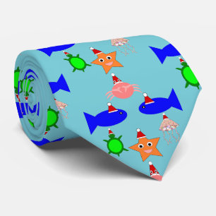 Cravate Créatures de la mer de Noël