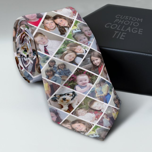 Cravate Créer un collage photo personnalisé avec 12 photos (Custom Photo Collage Tie - Create Your Own Look)