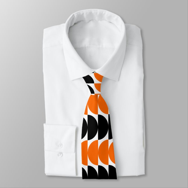 Cravate Crescents alternatifs 02 - Orange et Noir (Attaché)