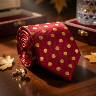 Cravate Crimson & Gold à pois