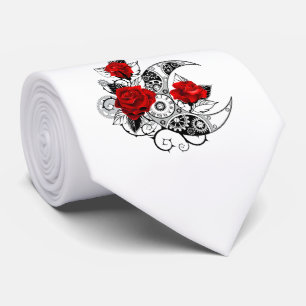 Cravate Croissant mécanique avec roses rouges