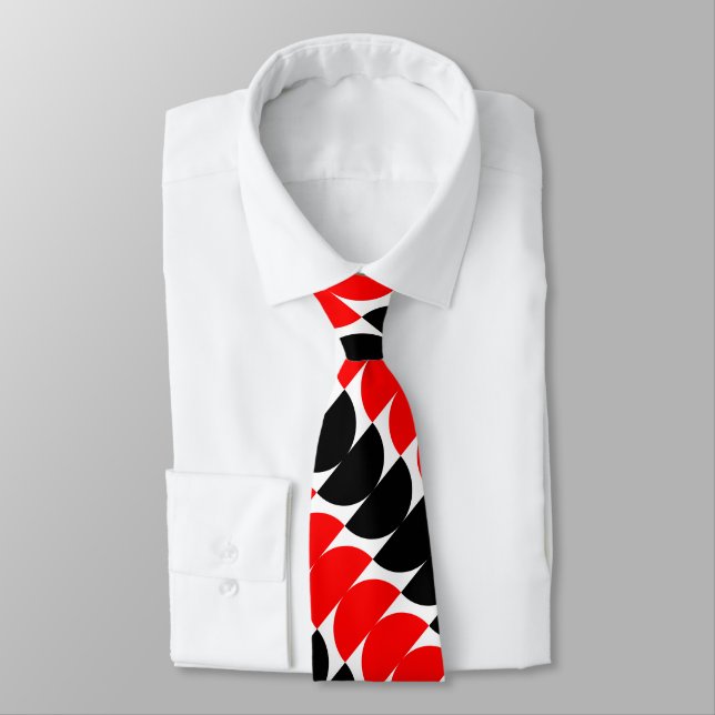 Cravate Croissants alternatifs 02a - Rouge et Noir (Attaché)