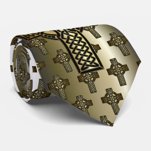 Cravate Croix du noeud celte en or et noir