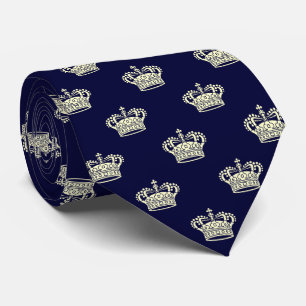 Cravate Crown 01 - Pale Yellow on Dark Navy