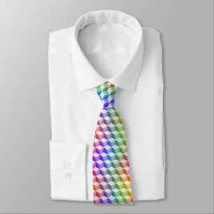 Cravate Cubes ombrés de couleur arc-en-ciel pastel 3D