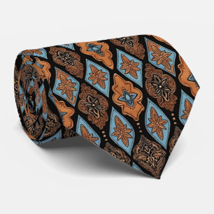 Cravate Cuir tanné et turquoise faux tooled occidental