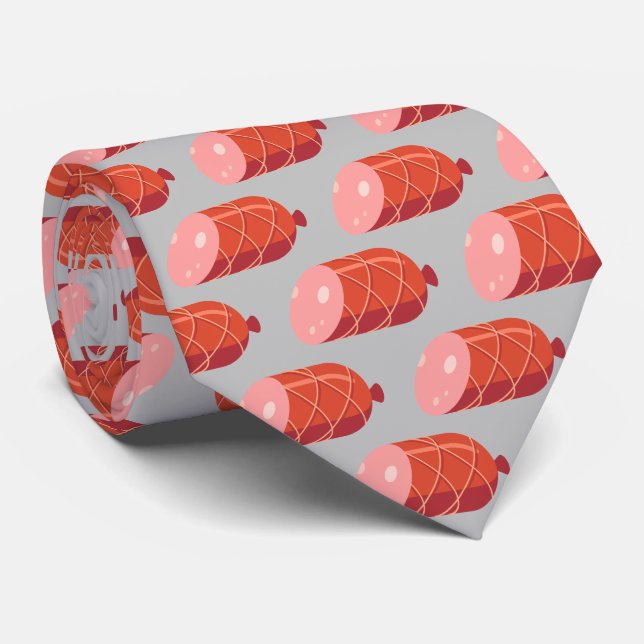 Cravate Cuisine motif carrelée de salami (Roulé)