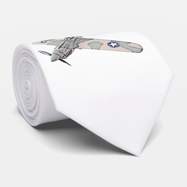 Cravate Curtiss P-40 Warhawk - Illustration au crayon d'aé (Roulé)