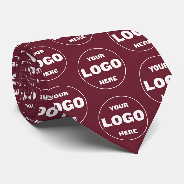 Cravate Custom Logo - Professional Branded Burgundy Wine (Roulé)