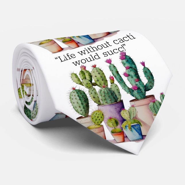 Cravate Cute aquarelle cactus succulents dans les pots (Roulé)