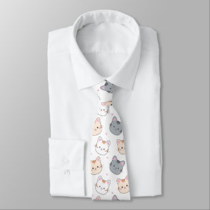 Cravate Cute Aquarelle Kitten Motif Blanc